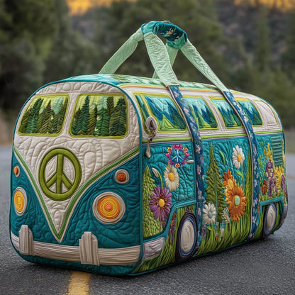 Hippie Van Green Quilted Duffle Bag