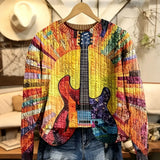 Retro Guitar Art Colorful Boho Style Sweatshirt