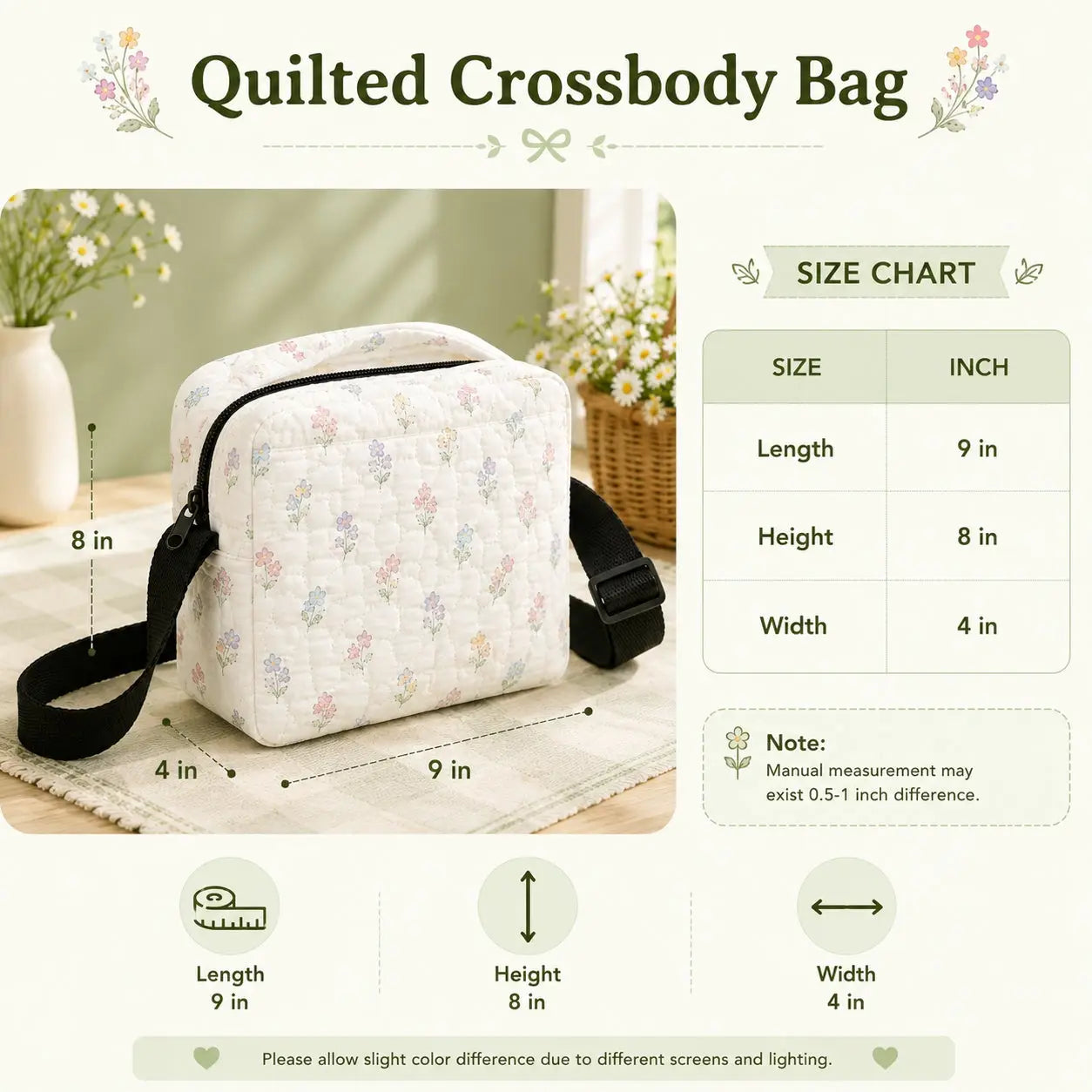 Cute Kitten Quilted Crossbody Bag