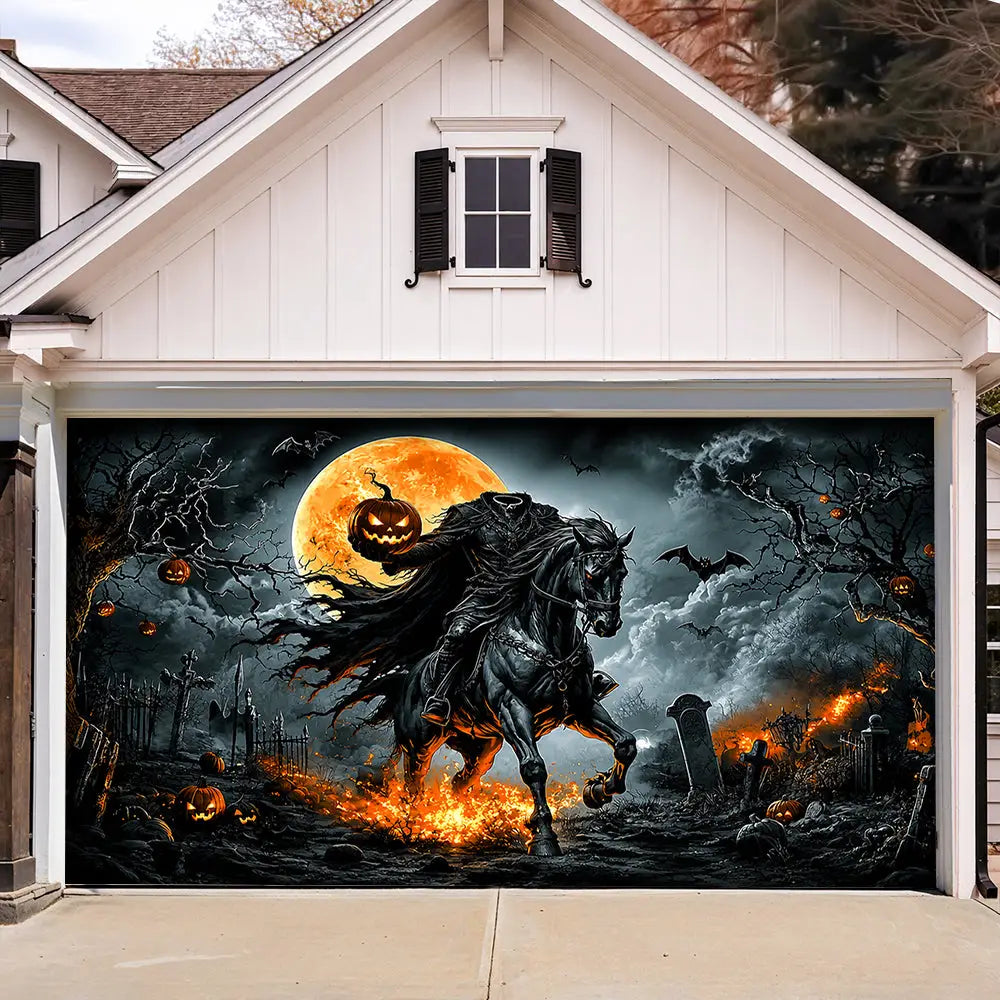 Legend Of The Headless Rider Halloween Garage Door Banner Decoration