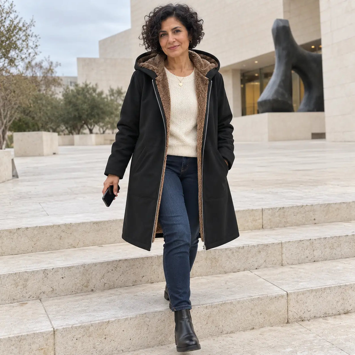 Winter Plush-Lined Cozy Hooded Coat