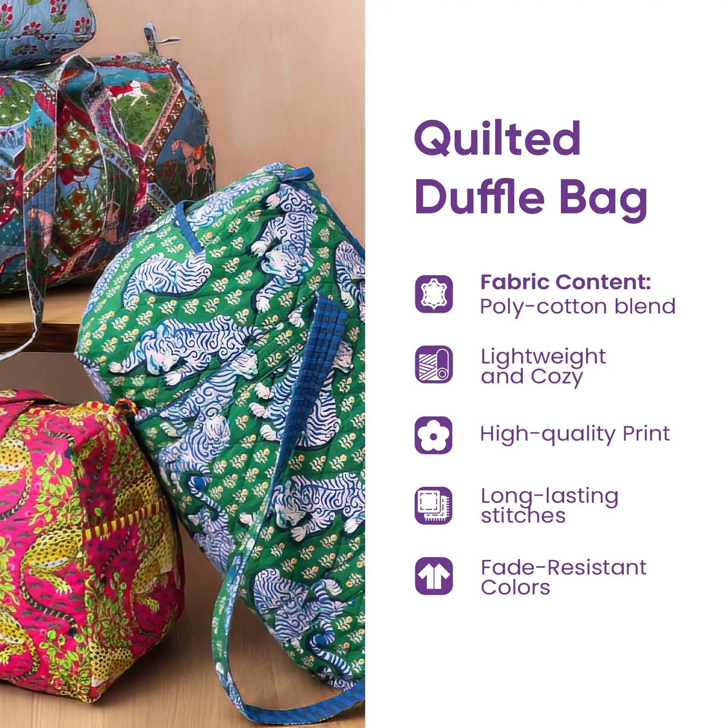 Vintage Camper Quilted Duffle Bag