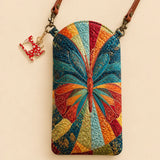 Painted Butterfly Quilted Slim Phone Crossbody Bag