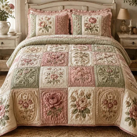 Cottagecore Floral Quilted Bedding Set