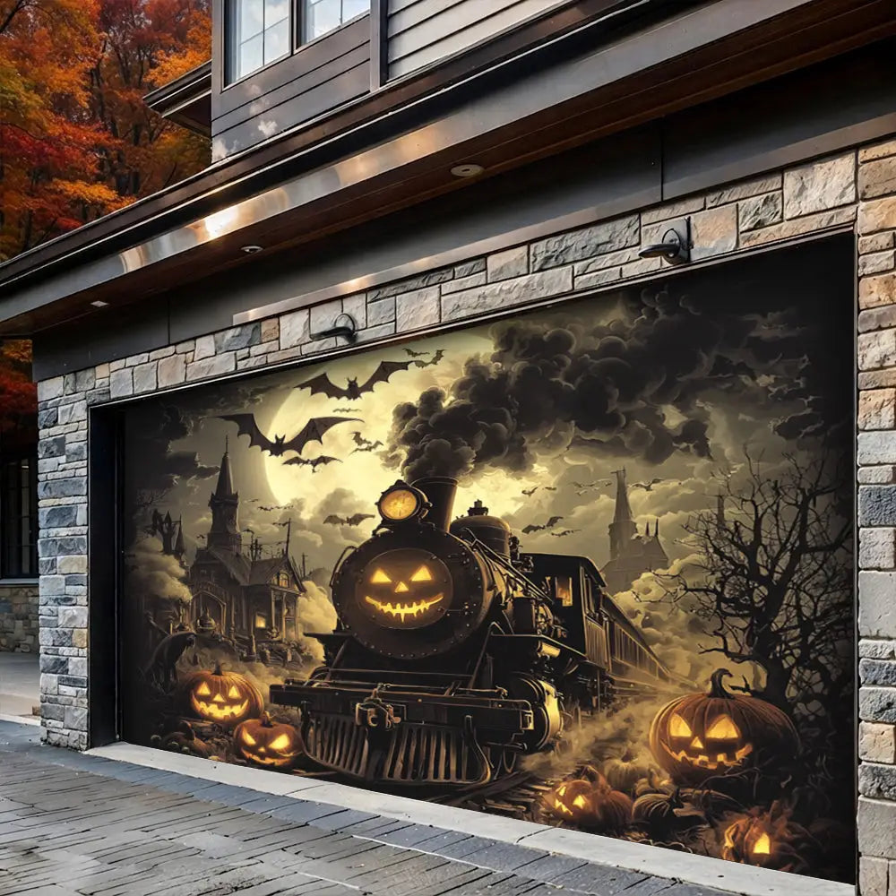 Pumpkin Express Halloween Garage Door Banner Decoration