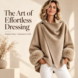 Wool-blend Jacket with An Asymmetric Faux-fur Cuff