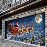 Midnight Flight To Christmas Garage Door Banner Decoration