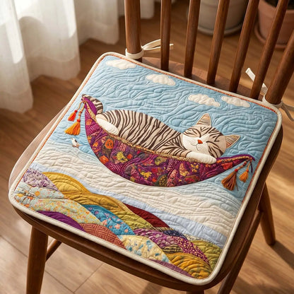 Sleeping Cat Quilted Chair Cushion