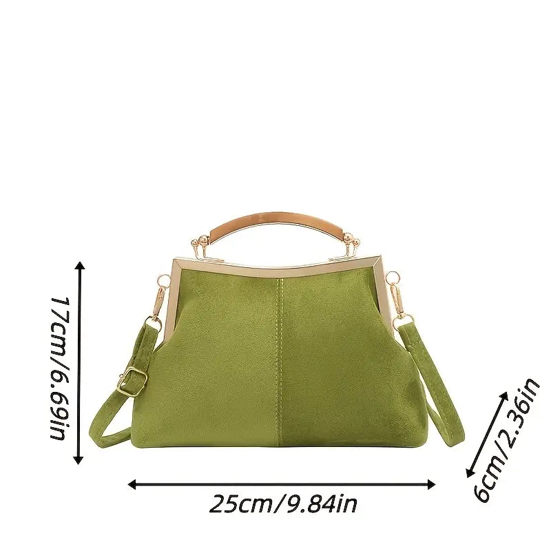 Women's Suede Structured Top Frame Crossbody Bag
