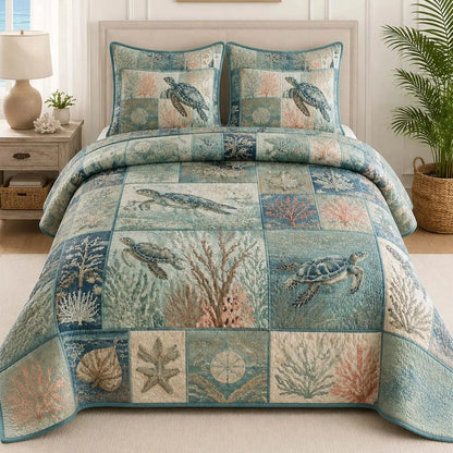 Sea Turtle Quilted Bedding Set