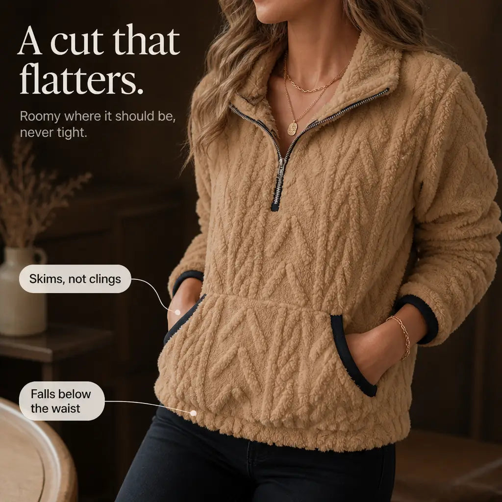 Full Size Fleece Half Zip Sweatshirt