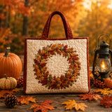 Fall Oak Leaf Wreath Handmade Tote Bag