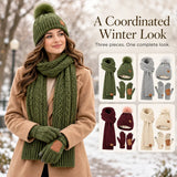 3 in 1 Winter Warmer Beanie Fleece Lined Knit Hat Scarf Gloves Gift Set