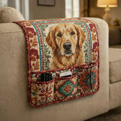 Golden Retriever Quilted Sofa Armrest Organizer