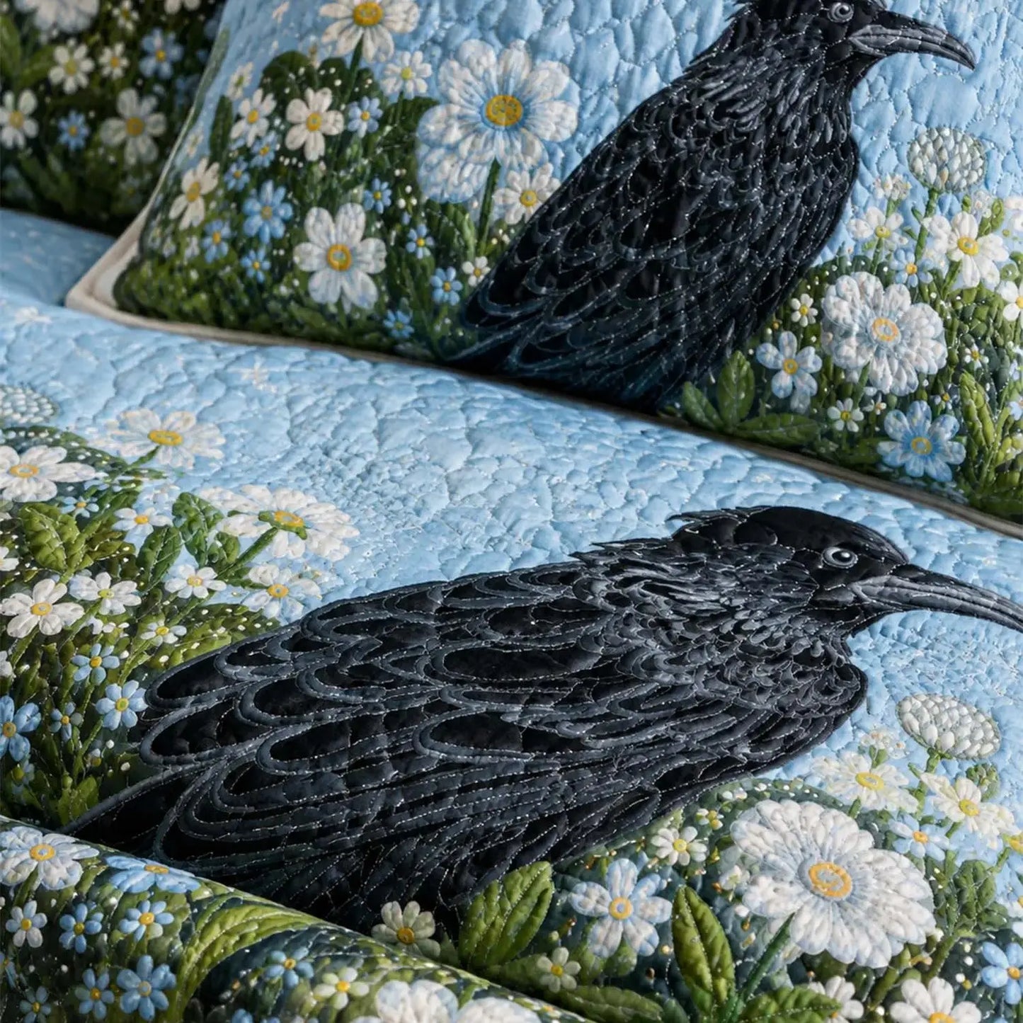 Raven Moonlit Meadow Quilted Bedding Set