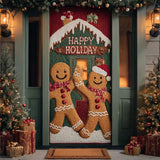 Gingerbread Man Happy Holiday Quilted Door Cover