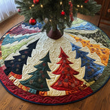 Colorful Christmas Trees Quilted Tree Skirt