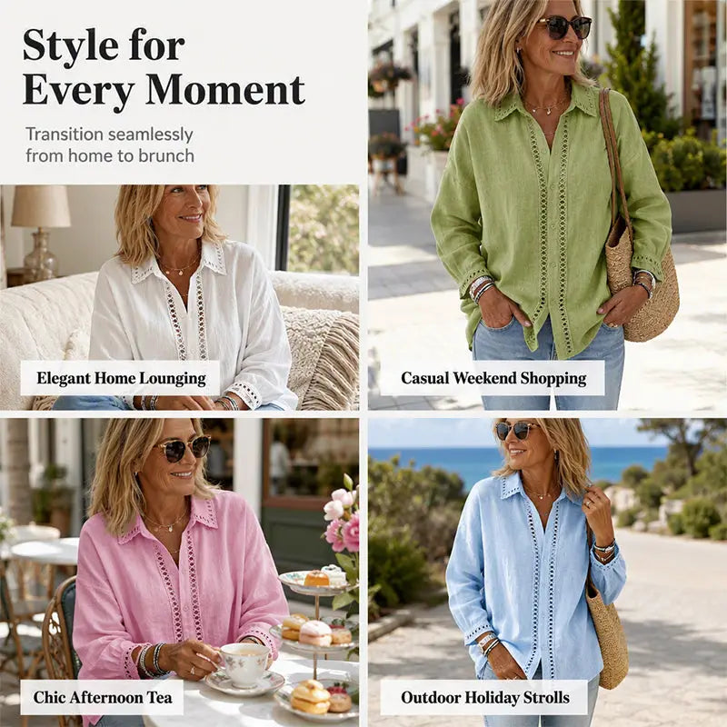 Women's Casual Spliced Long Sleeve Blouse