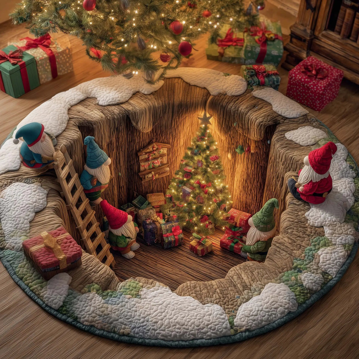 Jolly Santa Quilted Round Mat