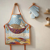 Napping Cat Quilted Apron Set (2-Piece) – Padded Apron + Heat-Resistant Oven Mitts