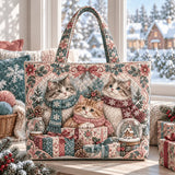 Cozy Cat & Snowflake Handmade Tote Bag