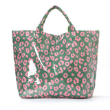 Green Leopard Print PVC Tote Bag