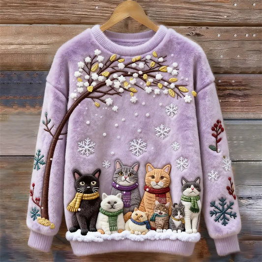 Winter Kittens Cozy Plush Sweatshirt