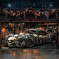 Skull Car Halloween Garage Door Banner Decoration