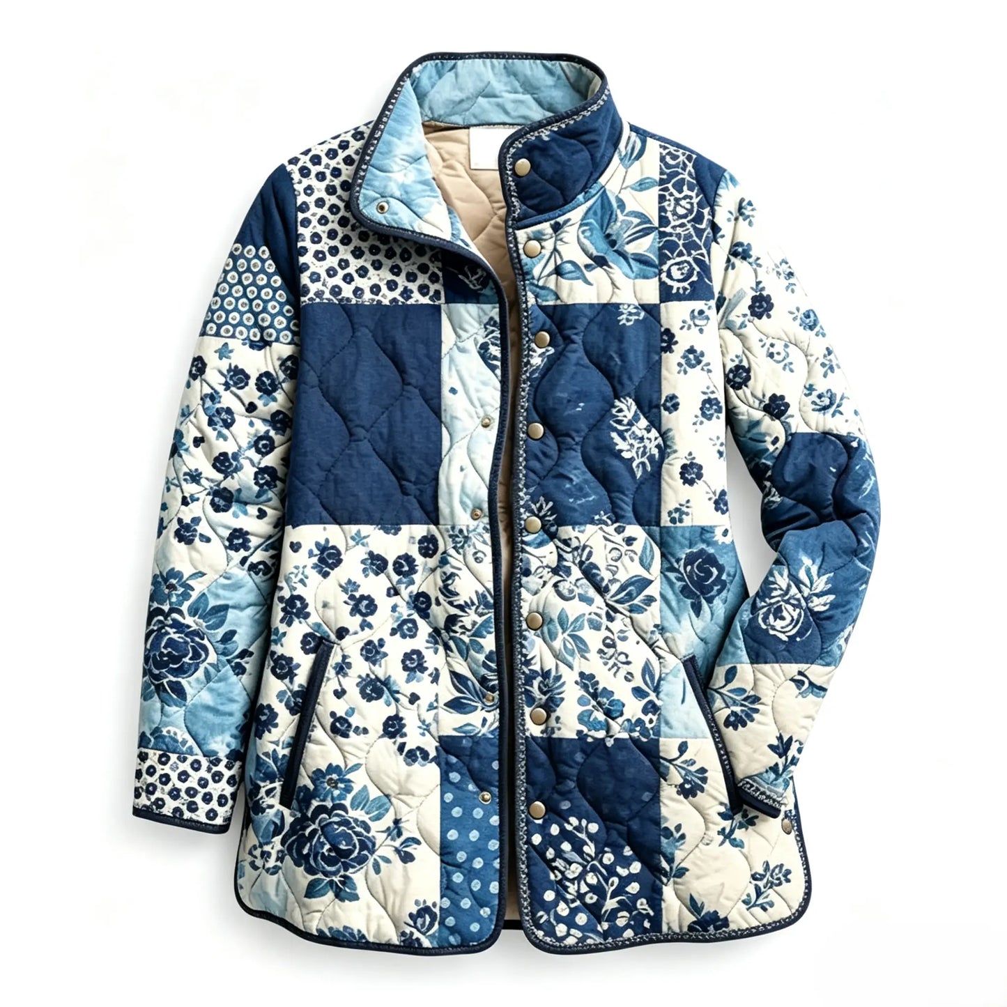 Blue Patchwork Quilted Jacket