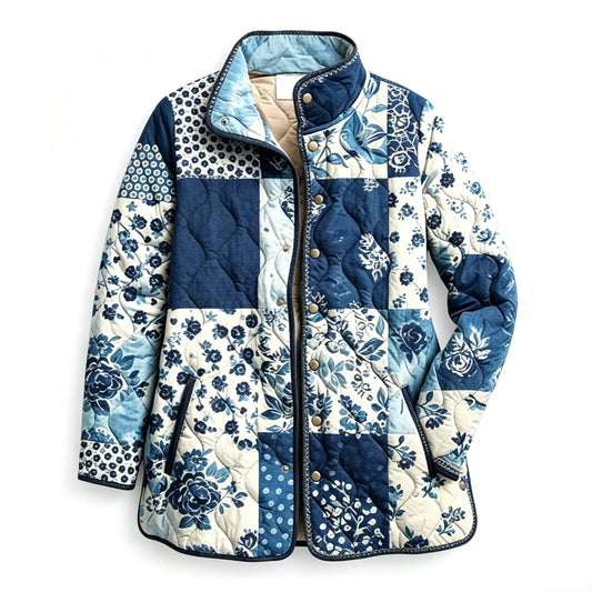 Blue Patchwork Quilted Jacket