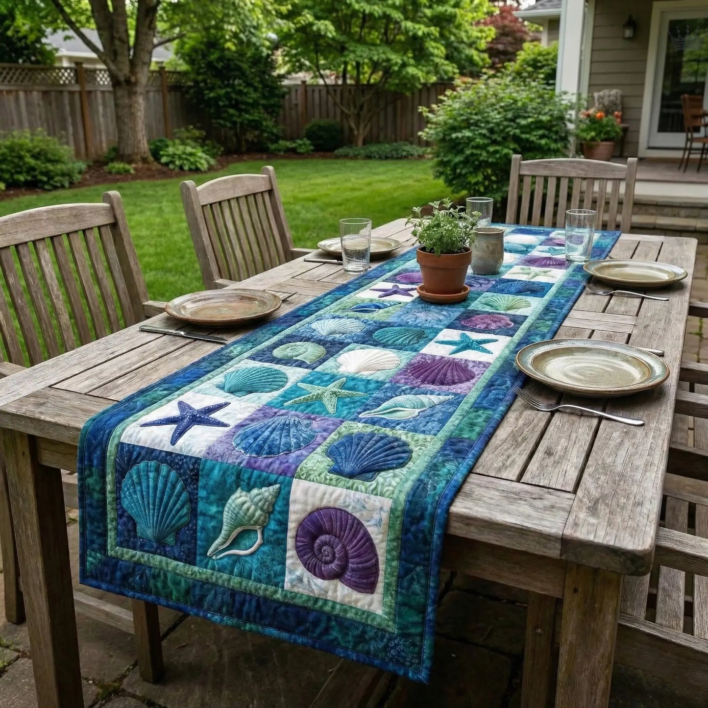 Shoreline Gems Quilted Table Runner