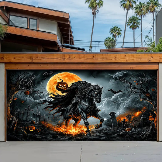 Legend Of The Headless Rider Halloween Garage Door Banner Decoration
