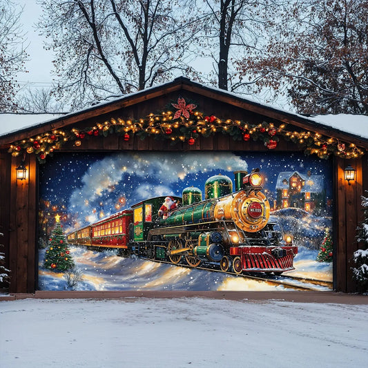 Magical Holiday Express Santa’s Train Garage Door Banner Decoration