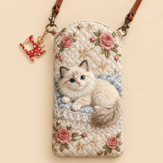 Rose Kitten Quilted Slim Phone Crossbody Bag