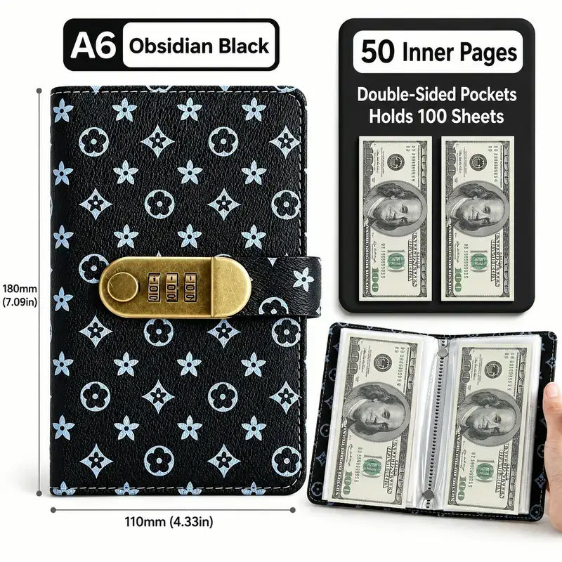 A6 Savings Notebook with Lock - Budget Planner & Organizer