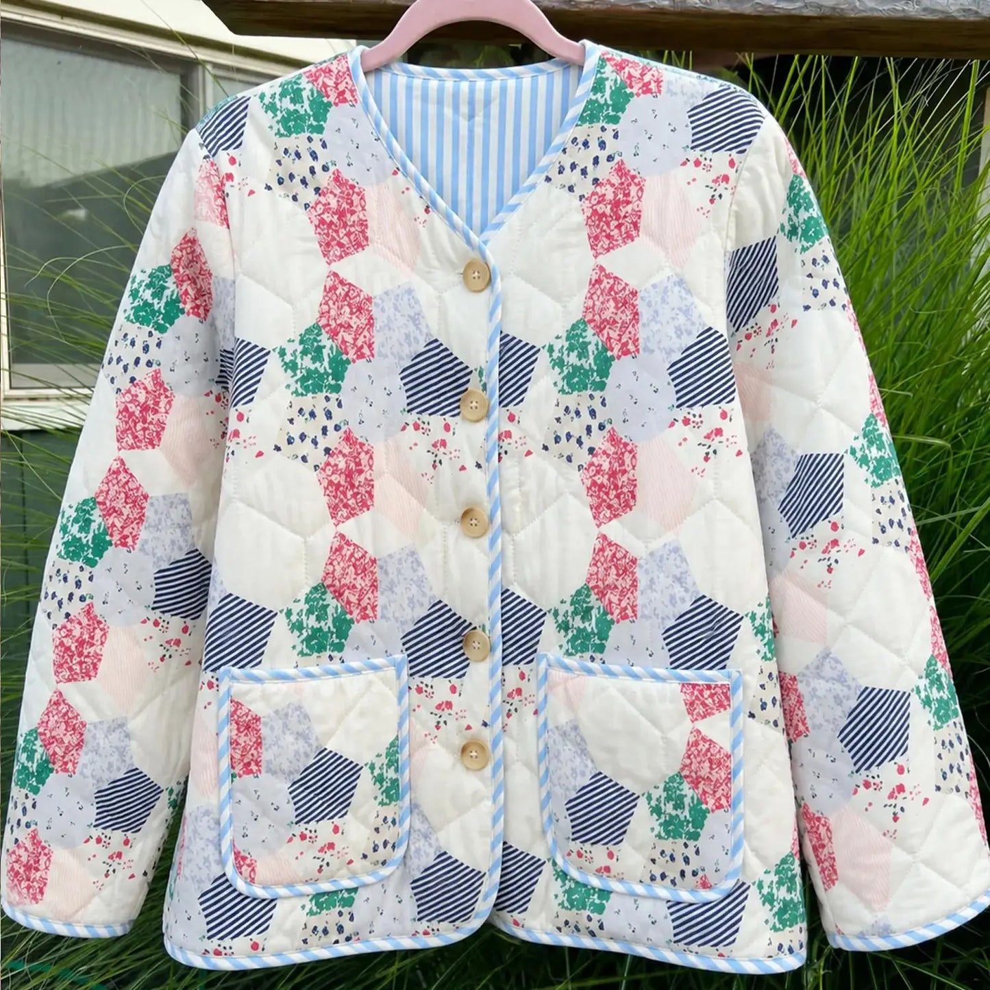 Vintage Patchwork Print Quilted Jacket