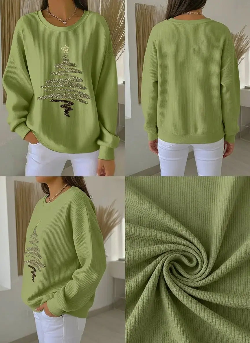 Women Christmas Crew Neck Printing Casual Sweatshirt