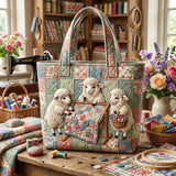 Sheep Quilting Circle Handmade Tote Bag