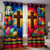 Rustic Wooden Cross Quilted Curtains