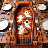 Spooky Ghost Coffin Quilted Table Runner