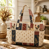 Rooster Wheat Multiple Pockets Quilted Tote Bag