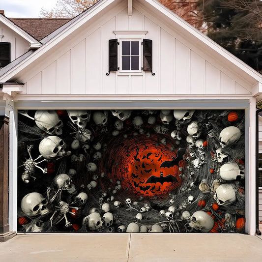 Haunted Skull Vortex Garage Door Banner Decoration