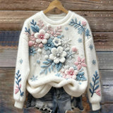 Floral Snow Cozy Plush Sweatshirt