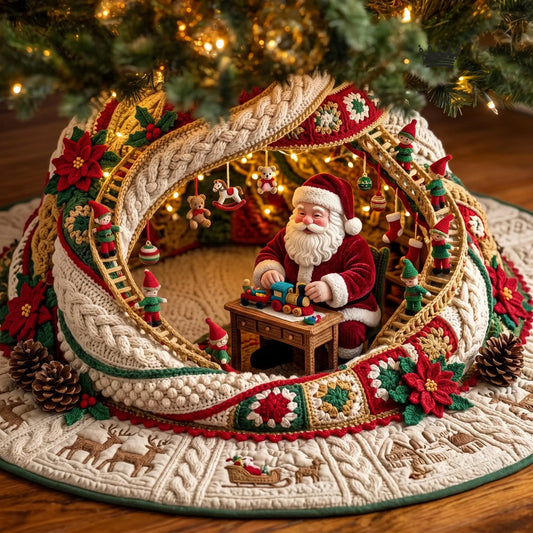 Santa Hideaway Quilted Tree Skirt