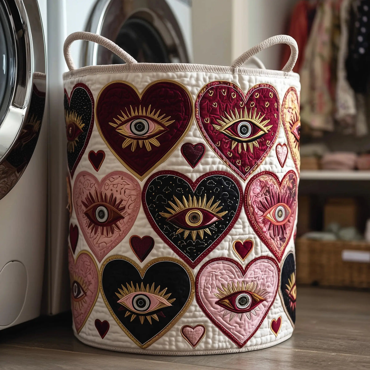 Sacred Evil Eyes Quilted Laundry Basket