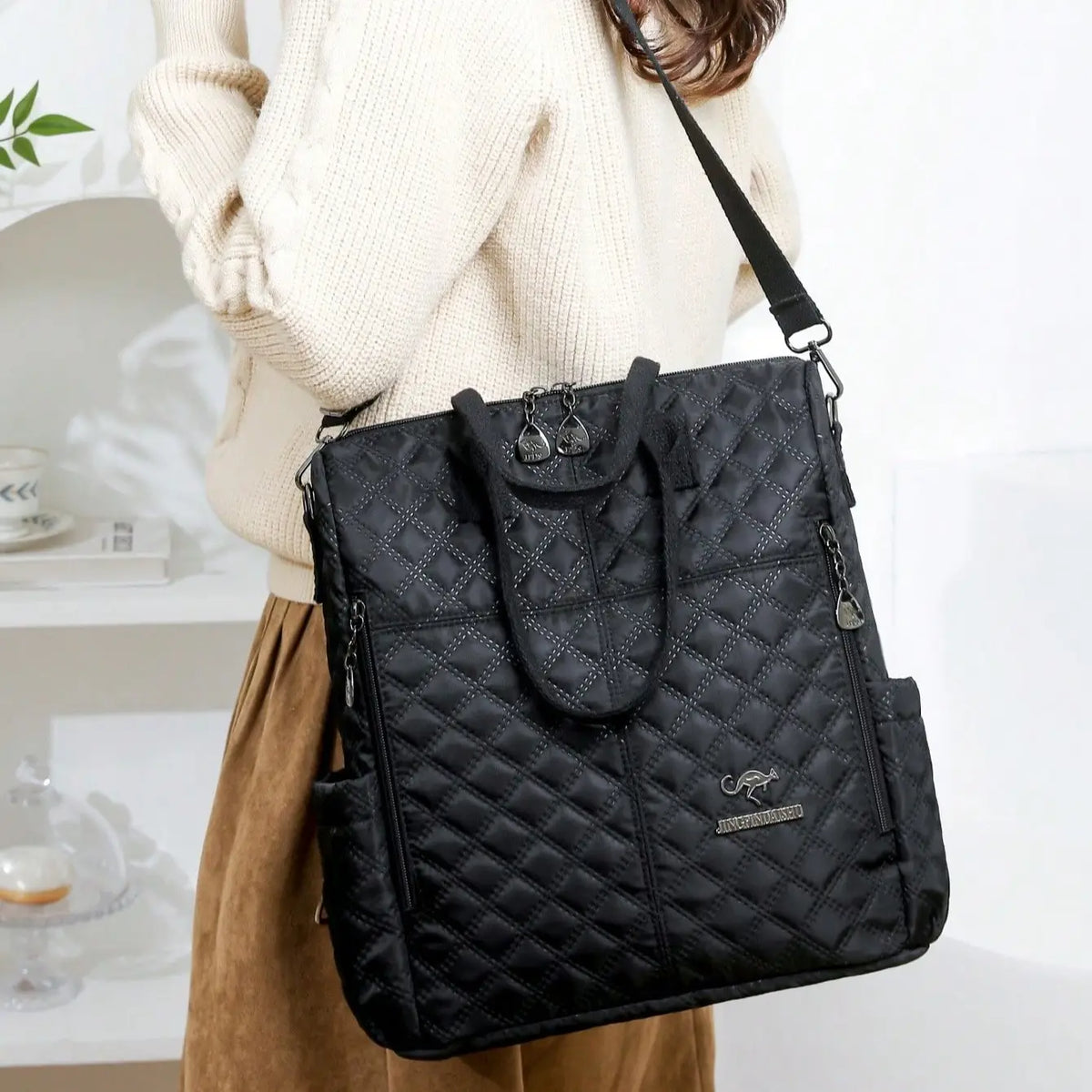 Anti-Theft Vintage Quilted Nylon Women's Backpack
