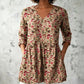 Flower Printing Long Blouse Eith A Striking Pattern