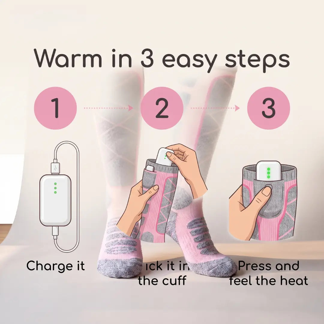 Heated Thermal Socks With Three Adjustable Temperature Settings
