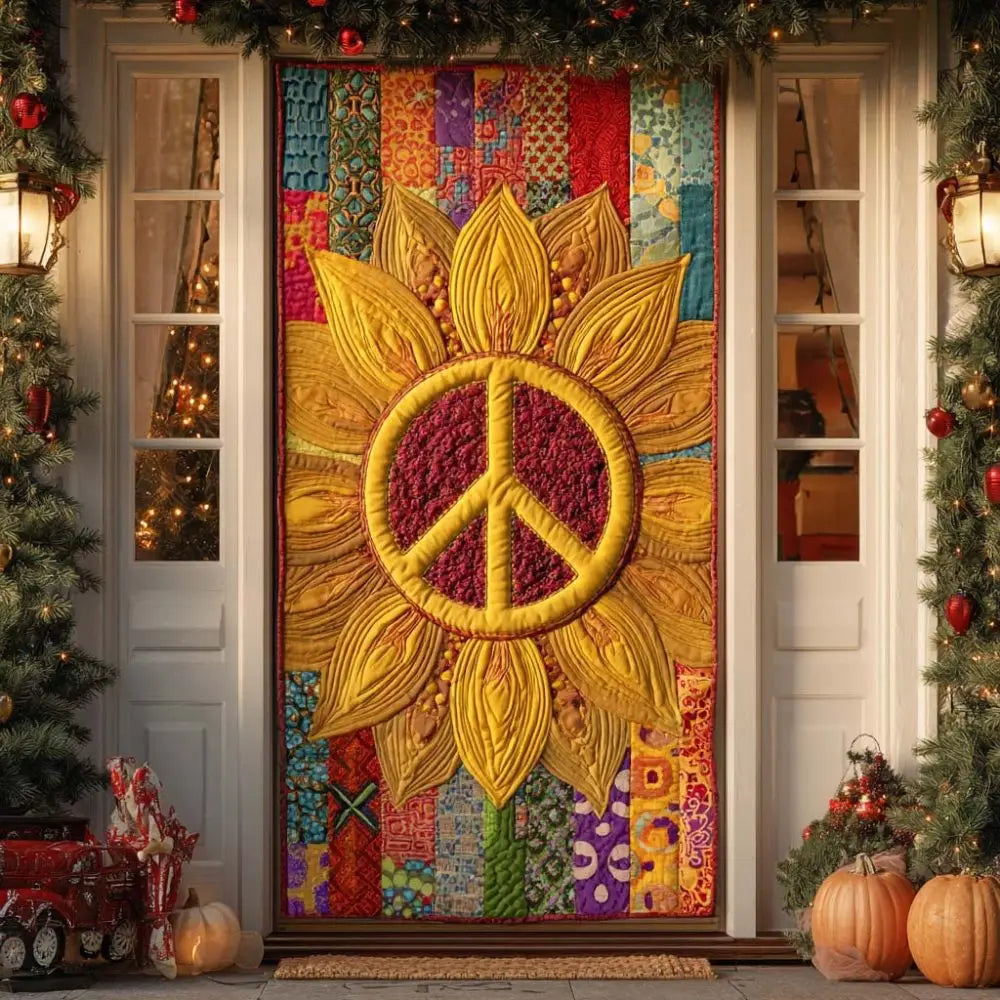 Sunflower Peace Quilted Door Cover