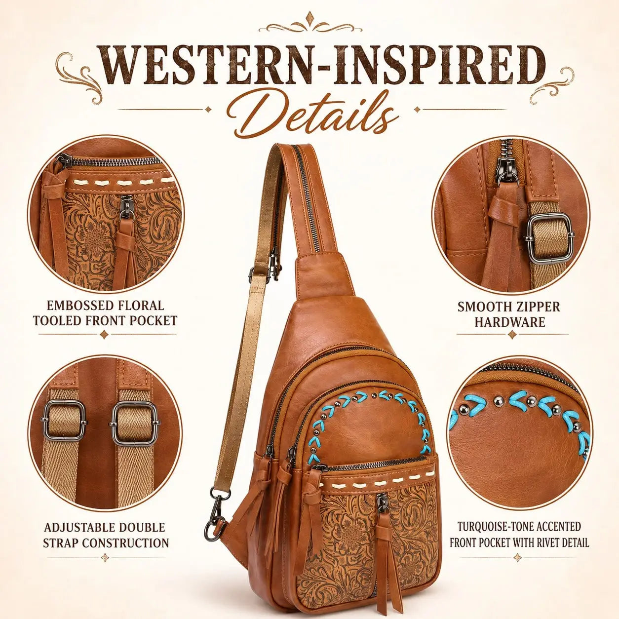 2-Way Wear Sling Boho Western Print Convertible Backpack